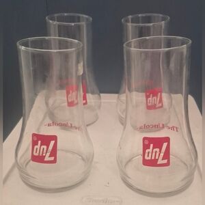Vintage 1970s 7UP The UnCola Upside Down Drinking Glasses Lot of 4
